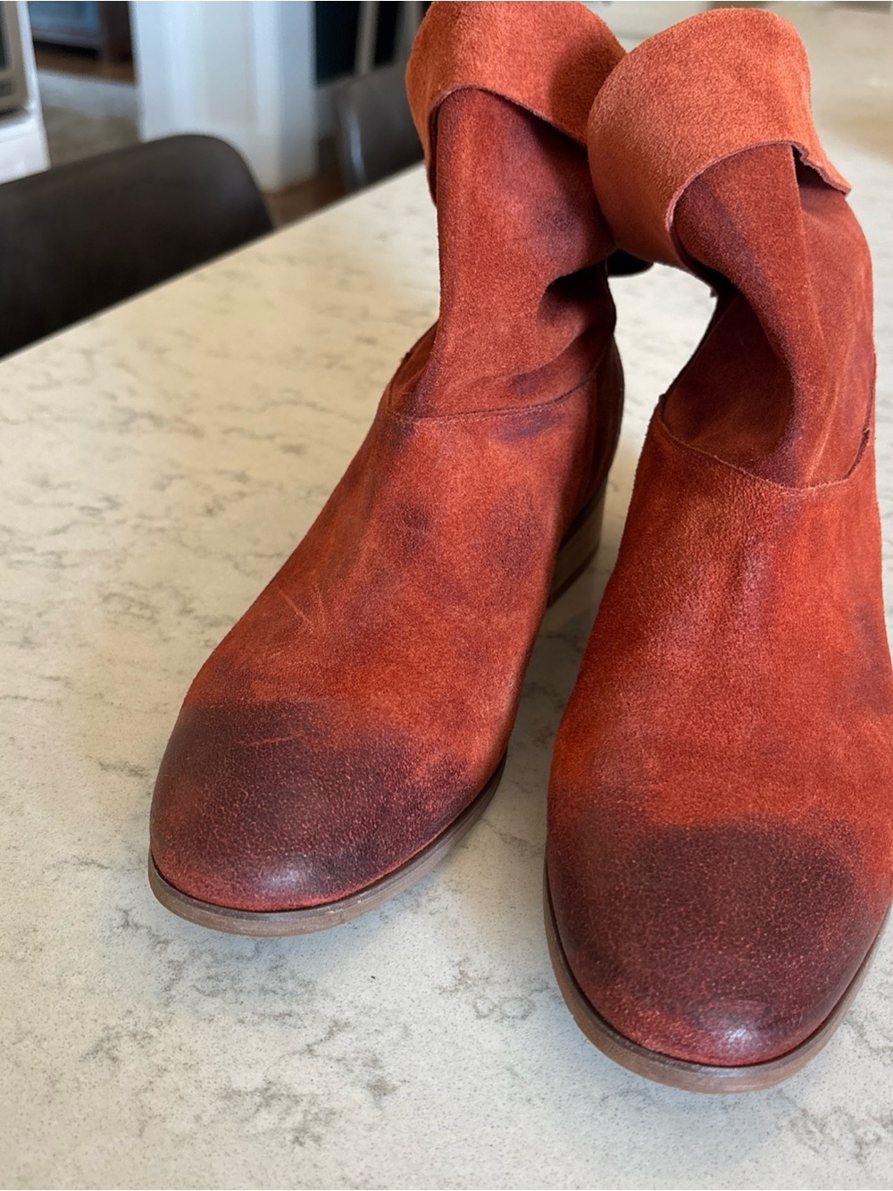 Women's Anthropologie Rust Suede Ankle Boots - Stylish Slip-On Chelsea